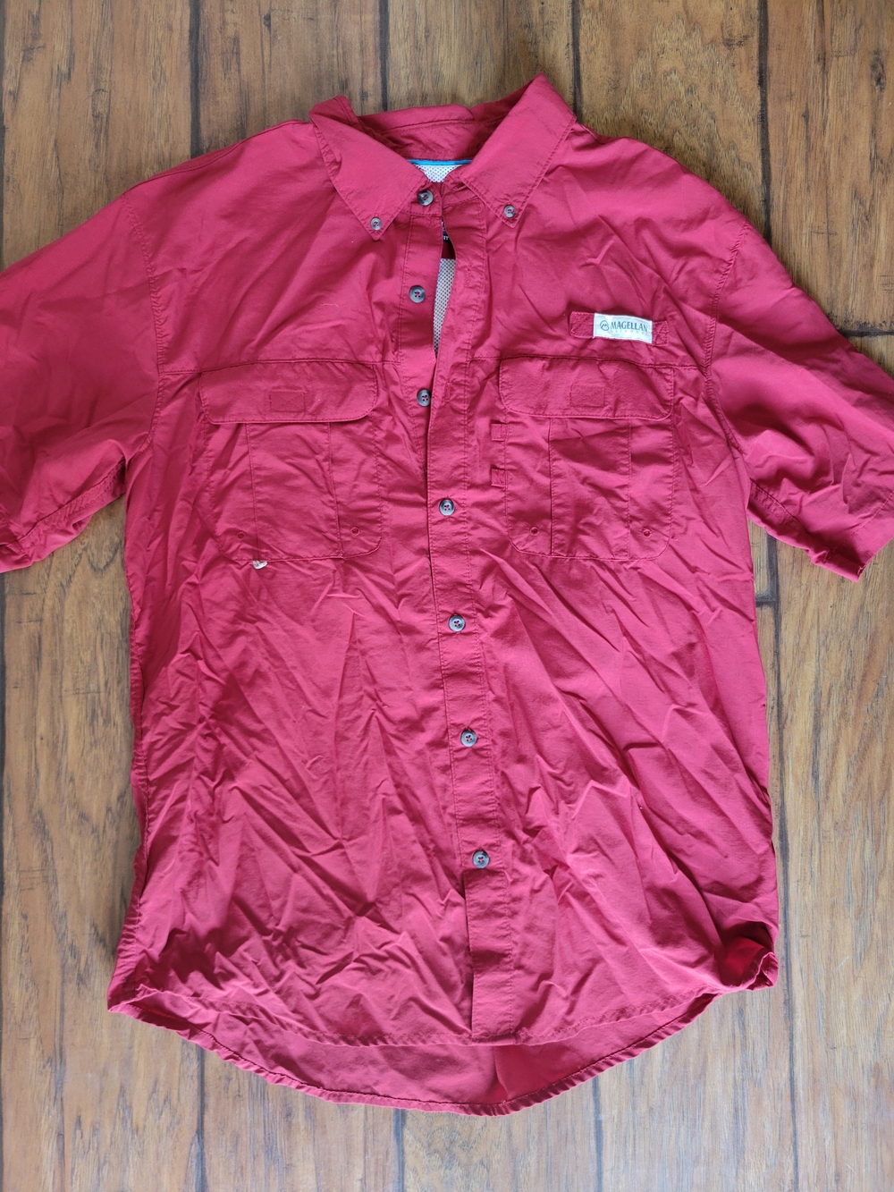 Magellan Outdoors Men’s Short Sleeve Fishing Shirt - Red